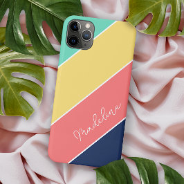 Aangepaste Gele Koraal Donkerblauw Aqua Groen Stre iPhone 16 Pro Max Hoesje