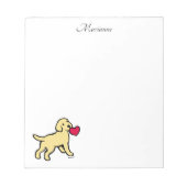 Aangepaste gele labrador puppy en hart notitieblok (Voorkant)