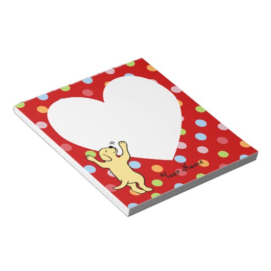 Aangepaste gele labrador Puppy Hug Notitieblok (Schuin)