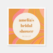 Aangepaste gele oranje roze marmeren bruidsdouche servet (Voorkant)