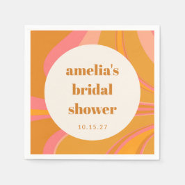 Aangepaste gele oranje roze marmeren bruidsdouche servet