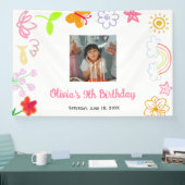 Aangepaste gele paarse verjaardagsbanner spandoek (Beurs)