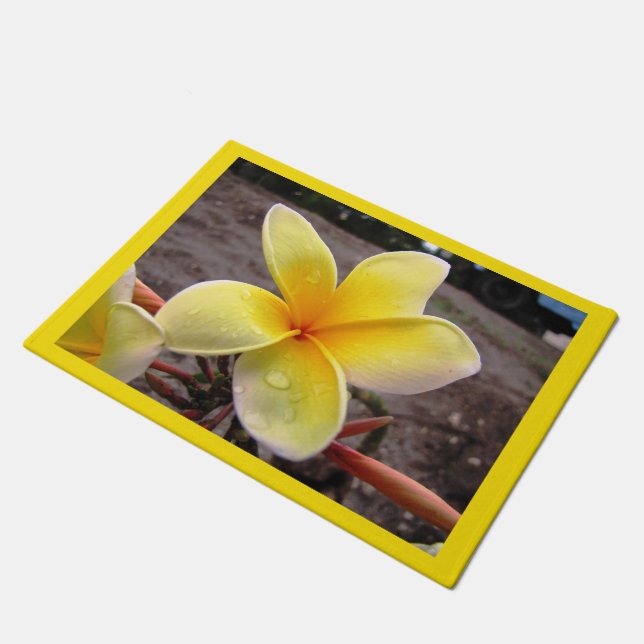 Aangepaste gele pruimen - Frangipani-deurmat Deurmat (Schuin)