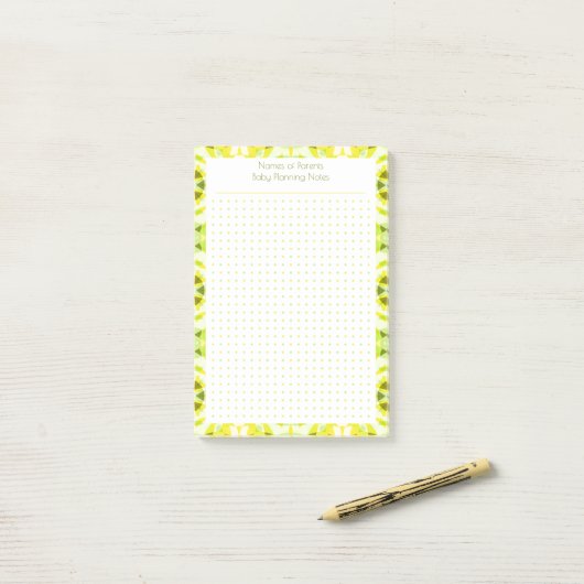Aangepaste  gele puntraster Nieuwe Mum Baby Planne Post-it® Notes (Op bureau)