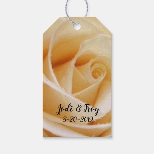 Aangepaste gele Rose Wedding Favors Cadeaulabel (Voorkant)