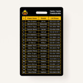 Aangepaste Gele Speler Team Roster Kaart Sport Bad Badge (Achterkant)