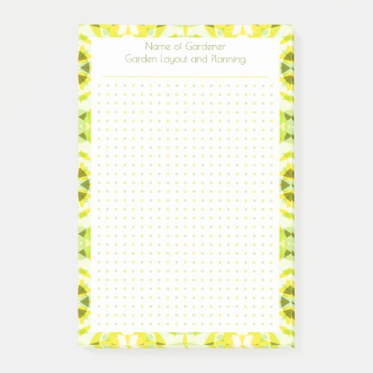 Aangepaste  gele stip raster tuin lay-out plan post-it® notes (Voorkant)