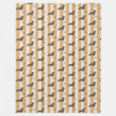 Aangepaste gele streep teckel Pet Name Fleece Deken (Voorkant)