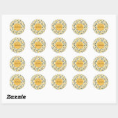 Aangepaste gele tulp verjaardagsfeest met thema ronde sticker (Vel)