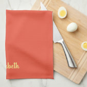 Aangepaste gele typografie naam Sinaasappel effen  Theedoek (Quarter Fold)