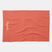 Aangepaste gele typografie naam Sinaasappel effen  Theedoek (Horizontaal)