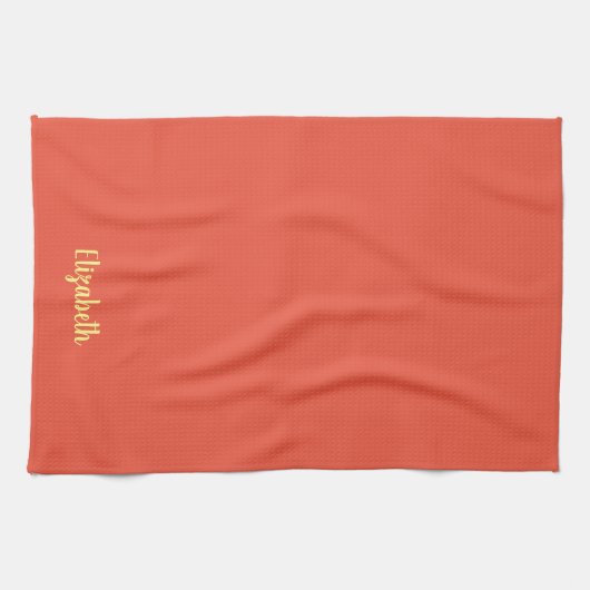 Aangepaste gele typografie naam Sinaasappel effen  Theedoek (Horizontaal)