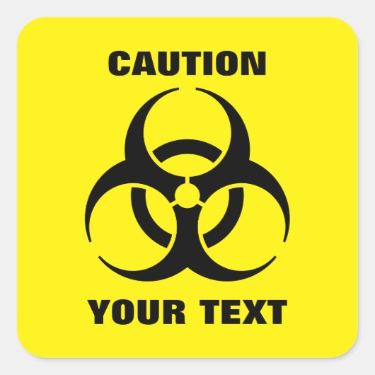 Aangepaste gele waarschuwing voor het symbool vierkante sticker (Voorkant)