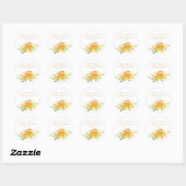 Aangepaste gele waterverf bloem bruiloftsdouche ronde sticker (Vel)