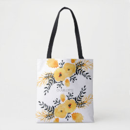 Aangepaste gele Waterverf Tote Bag