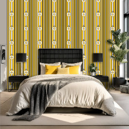 Aangepaste gele witte zwarte strepen behang