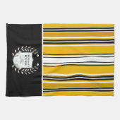 Aangepaste gele witte zwarte strepen theedoek (Horizontaal)