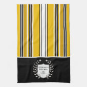 Aangepaste gele witte zwarte strepen theedoek (Verticaal)