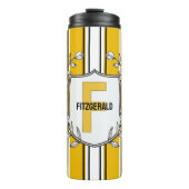 Aangepaste gele witte zwarte strepen thermosbeker (Voorkant)