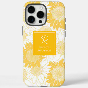 Aangepaste gele zonnebloem iPhone 16 pro max hoesje