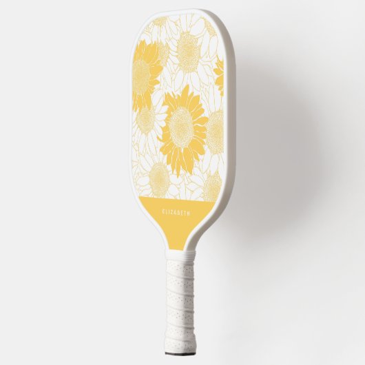 Aangepaste gele zonnebloem pickleball paddle (Links)