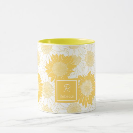 Aangepaste gele zonnebloemen mok (Midden)