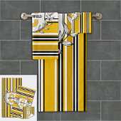 Aangepaste gele zwarte strepen monogram bad handdoek