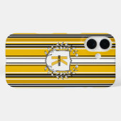 Aangepaste gele zwarte strepen monogram Case-Mate iPhone case (Achterkant (horizontaal))