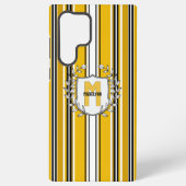 Aangepaste gele zwarte strepen monogram samsung galaxy hoesje (Achterkant)