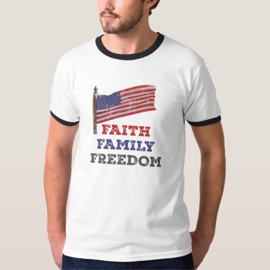 Aangepaste Geloof Familievrijheid T-shirt (Voorkant)