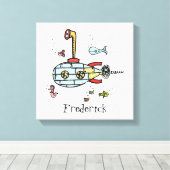 Aangepaste geluidsonderzeeboot onder water canvas afdruk (Insitu (Houten vloer))