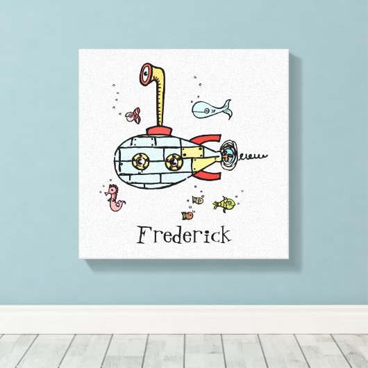 Aangepaste geluidsonderzeeboot onder water canvas afdruk (Insitu (Houten vloer))