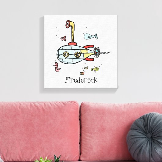 Aangepaste geluidsonderzeeboot onder water canvas afdruk (Insitu (Woonkamer))