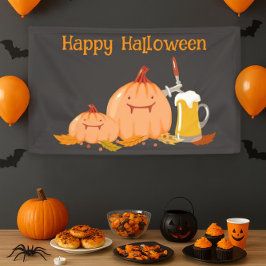 Aangepaste Gelukkig Halloween Pompoenen & Bier Ban Spandoek