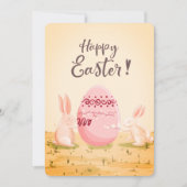 Aangepaste Gelukkig Pasen Bunnies Schilderen Roze  Feestdagenkaart (Voorkant)