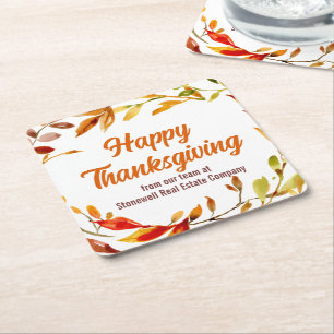 Aangepaste Gelukkig Thanksgiving Herfstbladeren Be Kartonnen Onderzetters