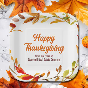 Aangepaste Gelukkig Thanksgiving Herfstbladeren Be Papieren Bordje