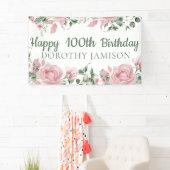 Aangepaste gelukkige 100ste verjaardag bloem spandoek (Insitu)