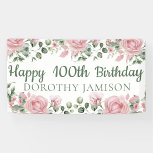 Aangepaste gelukkige 100ste verjaardag bloemstuk spandoek