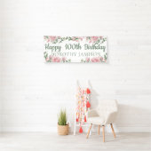 Aangepaste gelukkige 100ste verjaardag bloemstuk spandoek (Insitu)