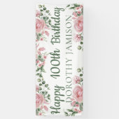Aangepaste gelukkige 100ste verjaardag bloemstuk spandoek (Verticaal)