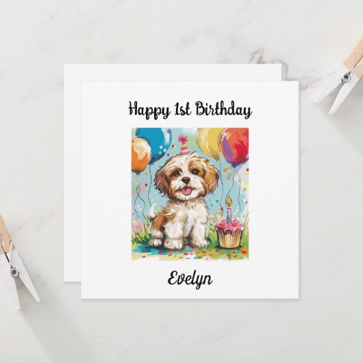 Aangepaste Gelukkige 1e Verjaardag Gefeliciteerd,  Kaart (Voorkant / Achterkant in situ)