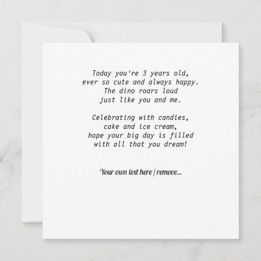Aangepaste gelukkige 3e verjaardag gefeliciteerd,  kaart (Achterkant)