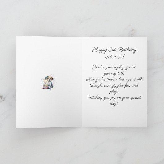 Aangepaste gelukkige 3e verjaardag Gefeliciteerd,  Kaart (Binnen)