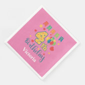 Aangepaste gelukkige 4e verjaardagsfeestje servet (Hoek)