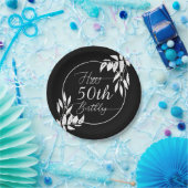 Aangepaste Gelukkige 50ste Verjaardag Zwart & Wit  Papieren Bordje (Feest)