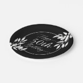 Aangepaste Gelukkige 50ste Verjaardag Zwart & Wit  Papieren Bordje (Gekanteld)