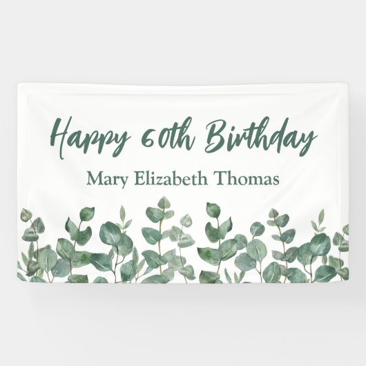 Aangepaste Gelukkige 60e Verjaardag Groen Spandoek (Horizontaal)