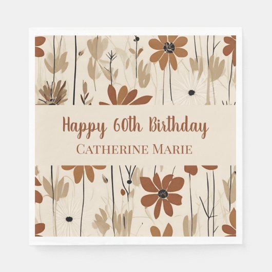 Aangepaste Gelukkige 60e Verjaardag Moderne Gouden Servet (Voorkant)