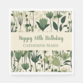 Aangepaste Gelukkige 60e Verjaardag Moderne Groene Servet (Voorkant)